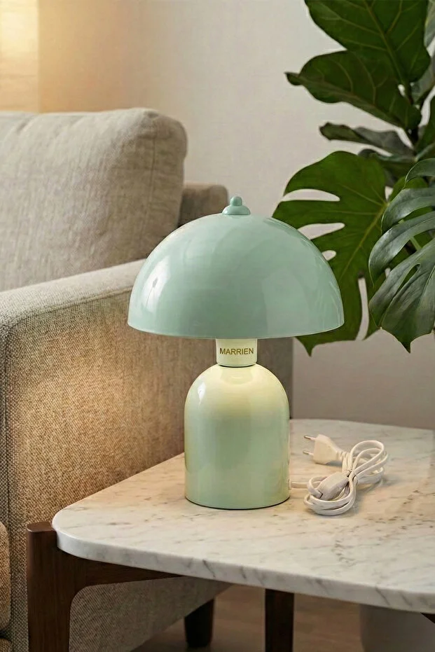 Luna Abajur | Mint Yeşili Metal Gövdeli